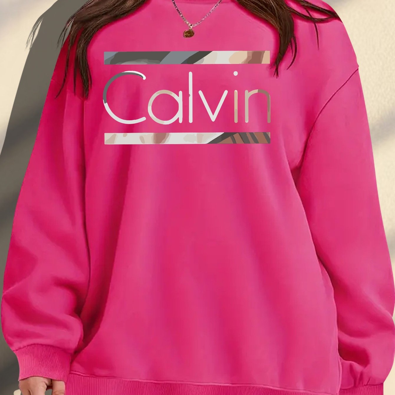 Plus Size Women's Crew Neck Sweatshirt Light Blue Relaxed Fit Knit