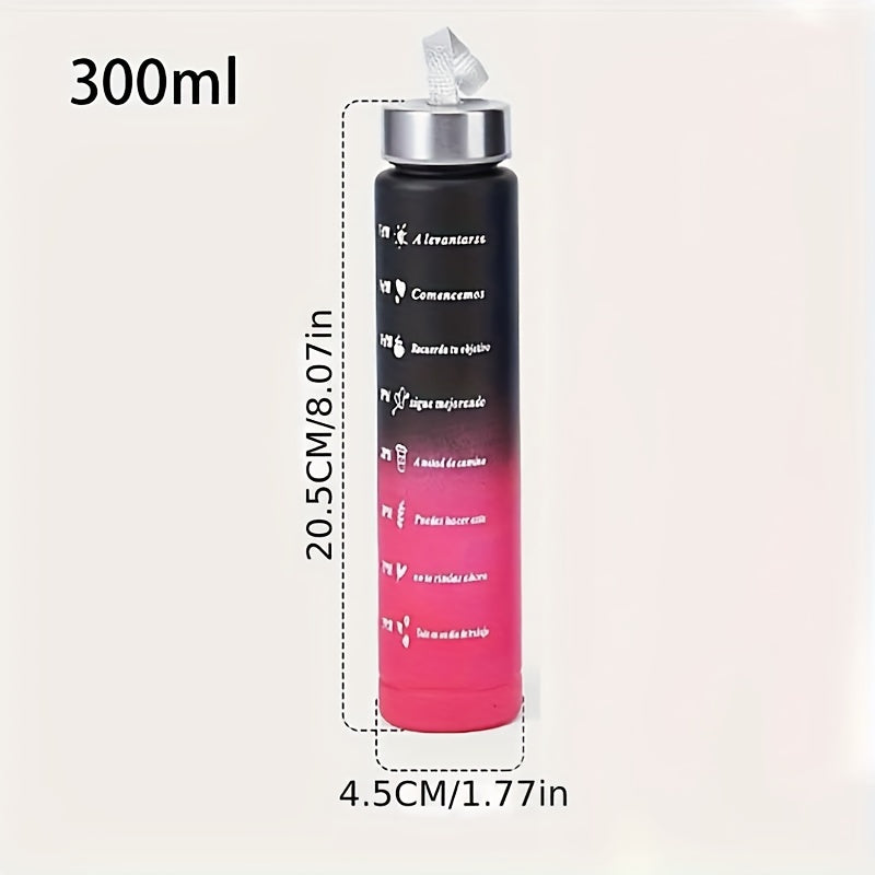 Gradient Color Water Bottle with Straw 800ml 300ml Waterproof Durable PC Red to Black