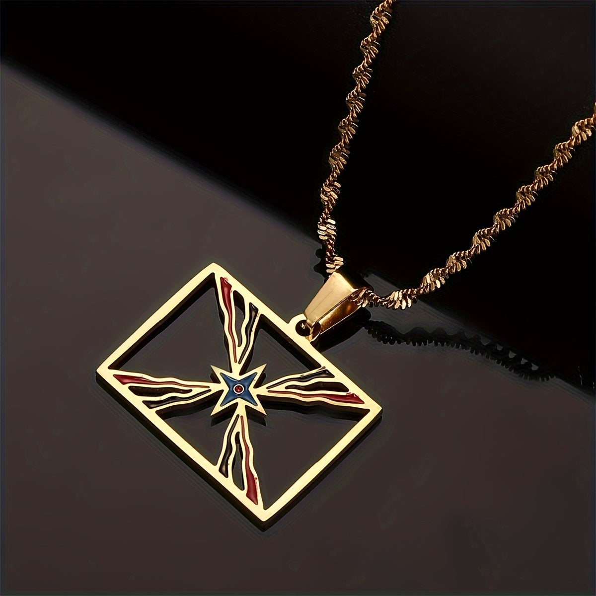 Collar de cadena con colgante Ashur de acero inoxidable, joyería unisex inspirada en Asiria