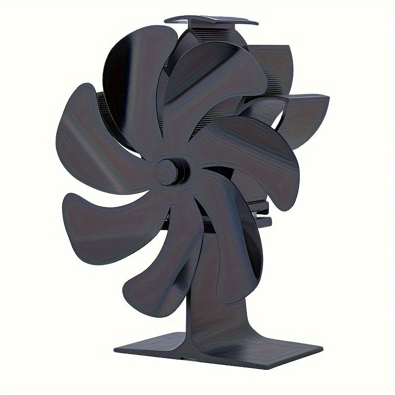 Dual-Head 7-Blade Wall Mount Wood Stove Fan Heat Powered Remote Control