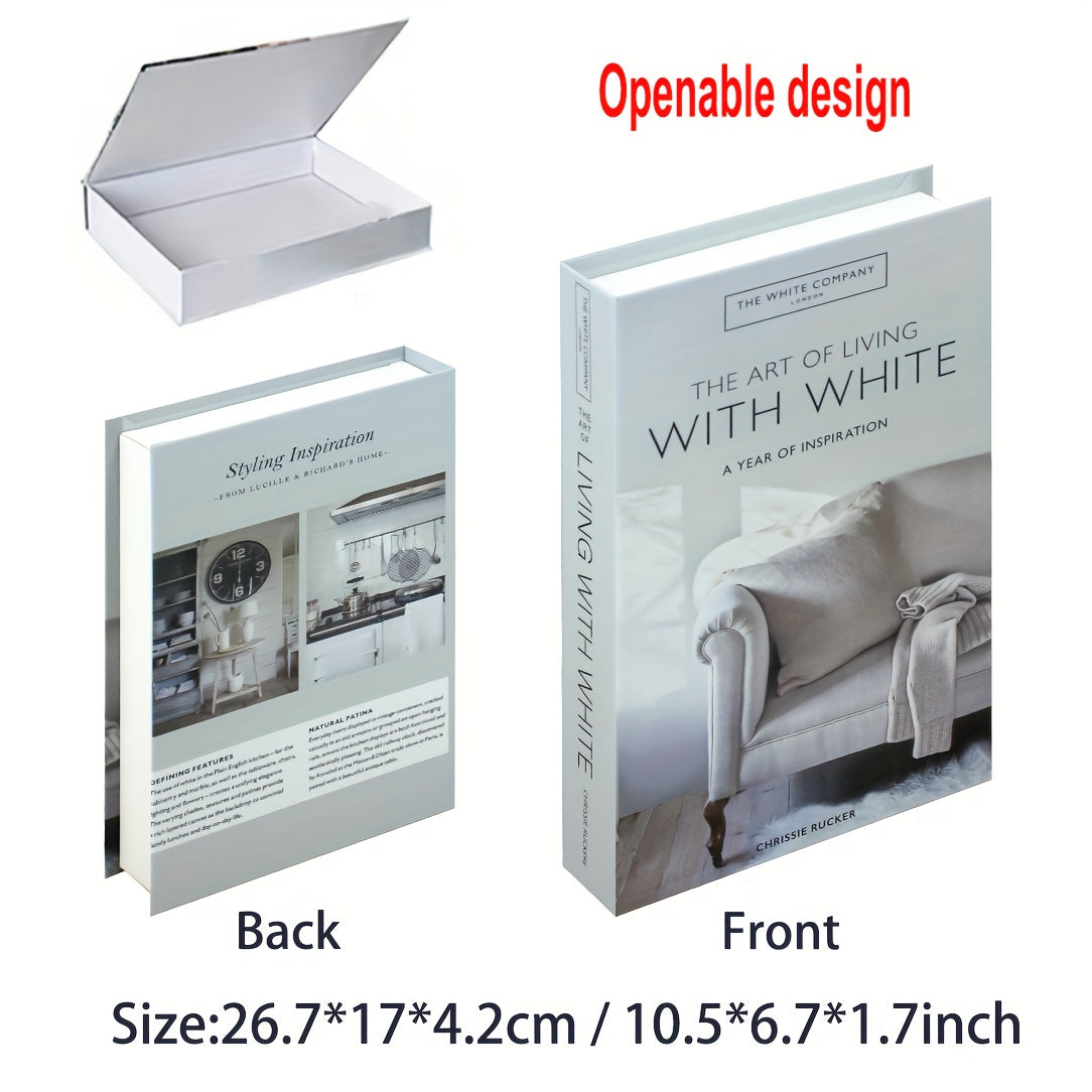 Nordic-Inspired Faux Book Decor Rectangular Flip Cover Home Accent Piece