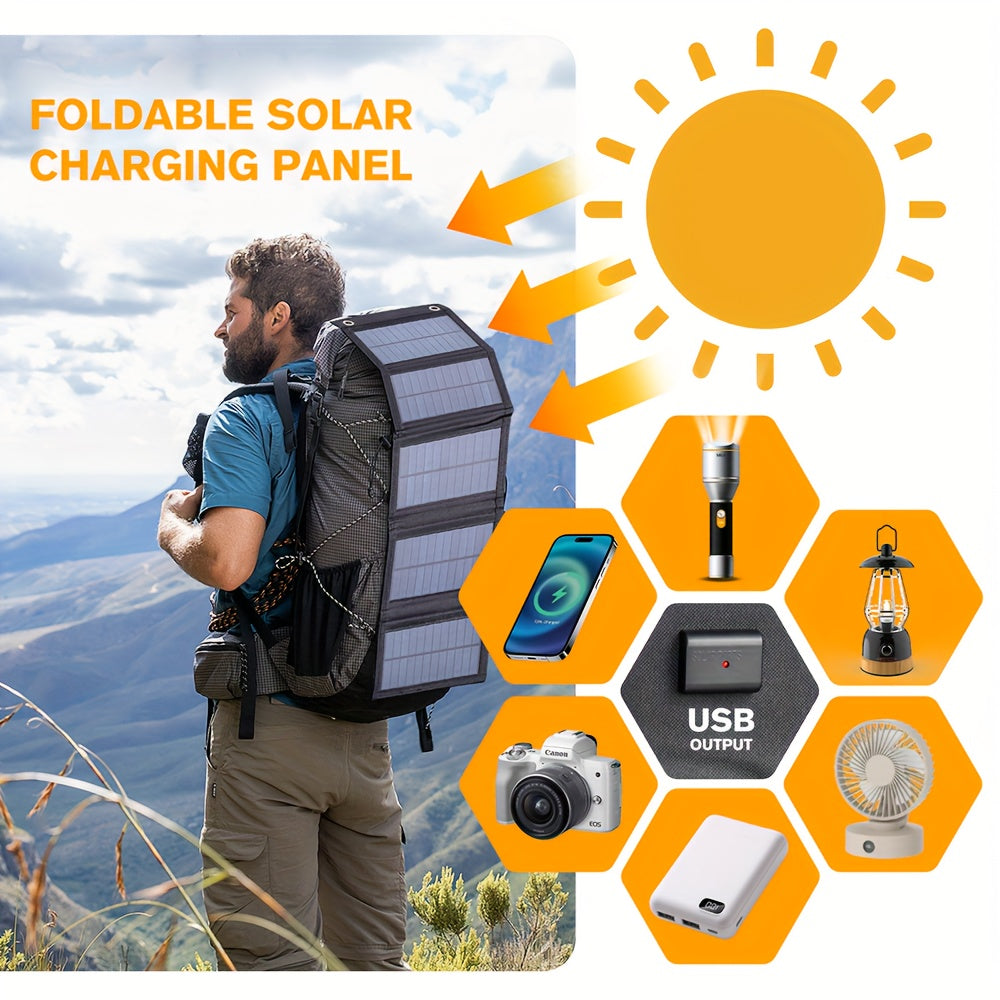 Portable Foldable Solar Charger Panel 35W Monocrystalline Silicon for Camping and Travel