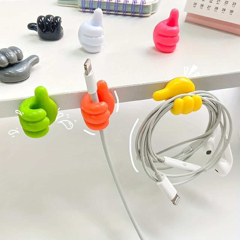 10 Hand-Shaped Rubber Cable Organizer Hooks Set in Random Colors