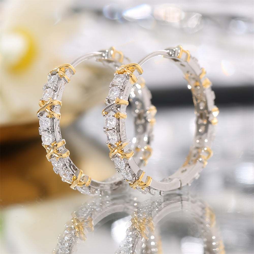 Bohemian Zirconia Hoop Earrings for Women with Copper Embellishments