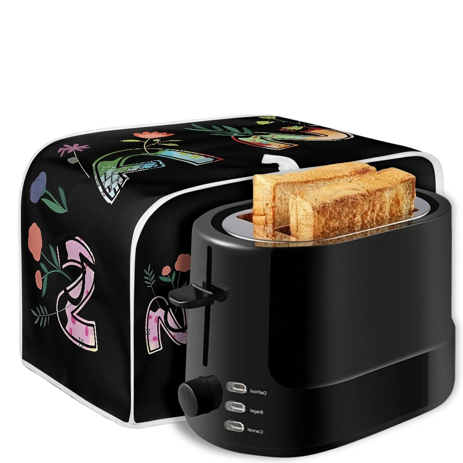 2-Slice Wide Slot Toaster Cover with Letter Print Dustproof and Washable