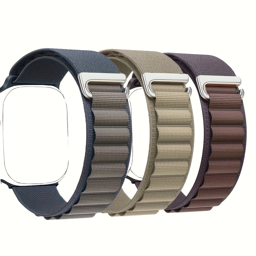Nylon Sport Watch Band Adjustable Alpine Loop for Apple Watch 38mm-49mm Dark Blue Beige Brown
