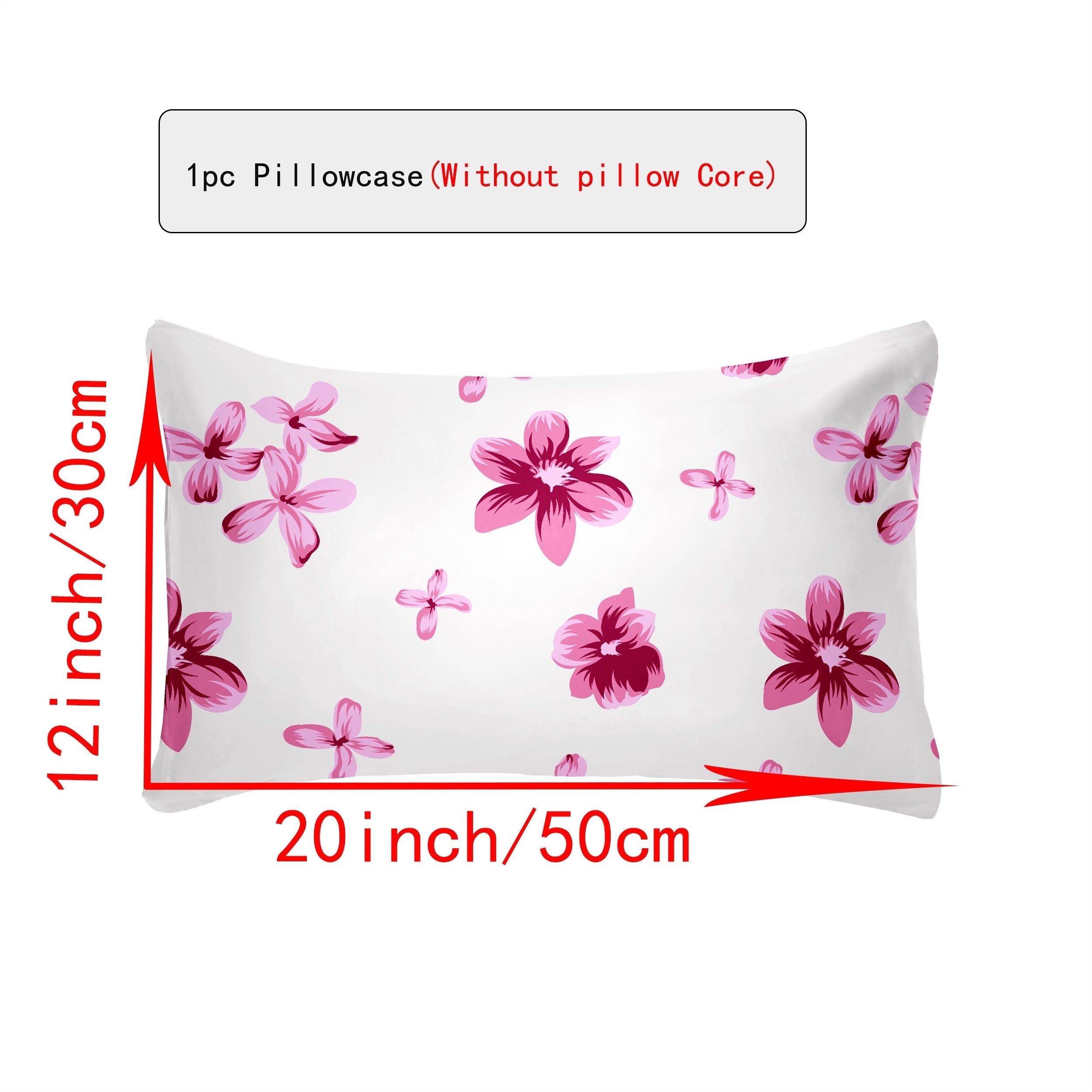 Breathable Pillowcase with Envelope Closure in Multiple Sizes and Floral Patterns