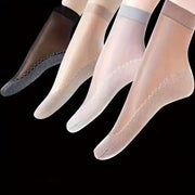 Women's Mesh Socks 4 Pairs Non-Slip Sweat-Absorbing Flesh-Colored Short