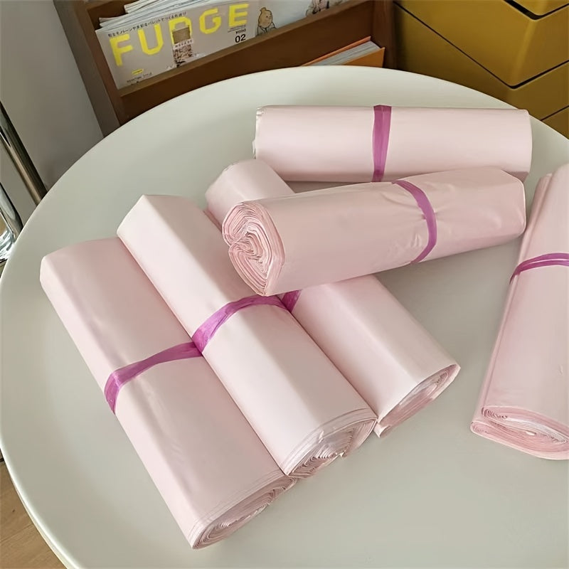 Pink Waterproof Self-Adhesive Courier Bags Bulk Pack of 50 for Shipping Clothes Books