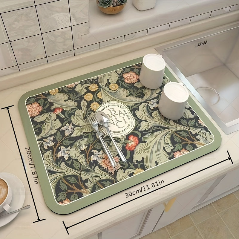 Diatomite Kitchen Drying Mat Non-Slip Washable Heat-Resistant Absorbent Pad