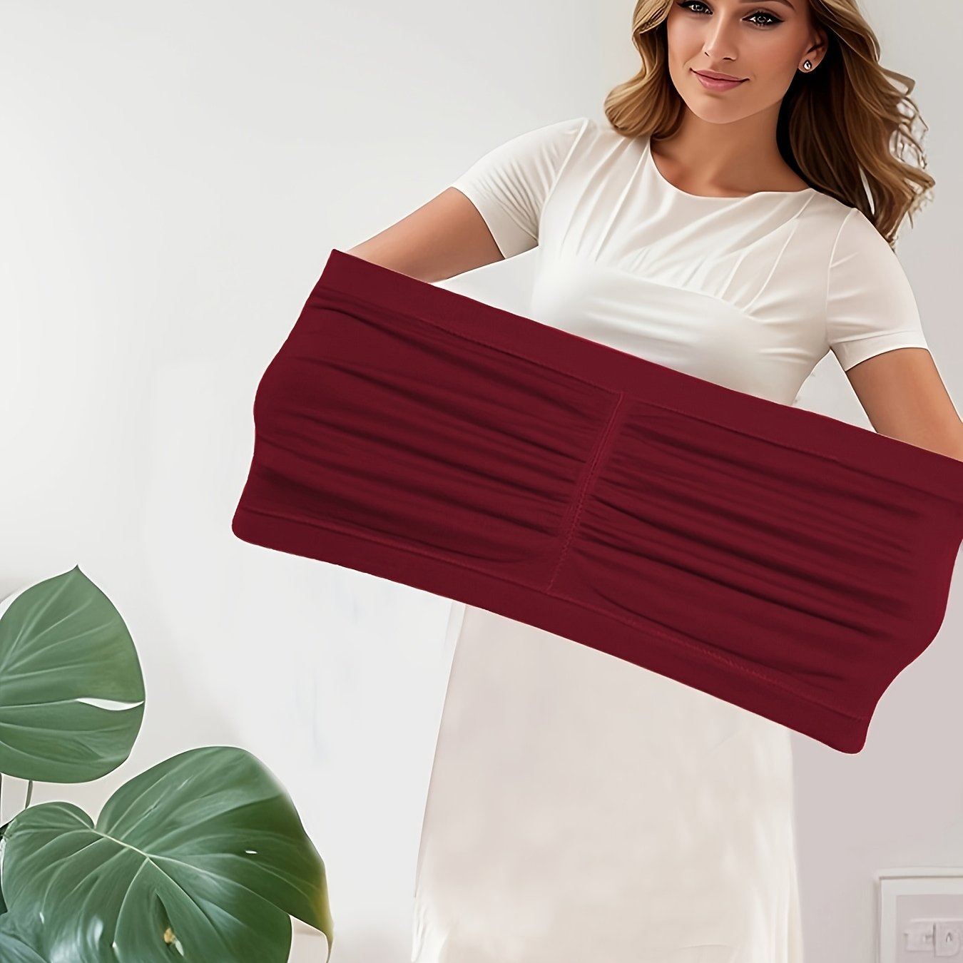 Plus o'lchamli uzluksiz bandeau bra, qalinliksiz, elastik mato, yoga va fitnes uchun