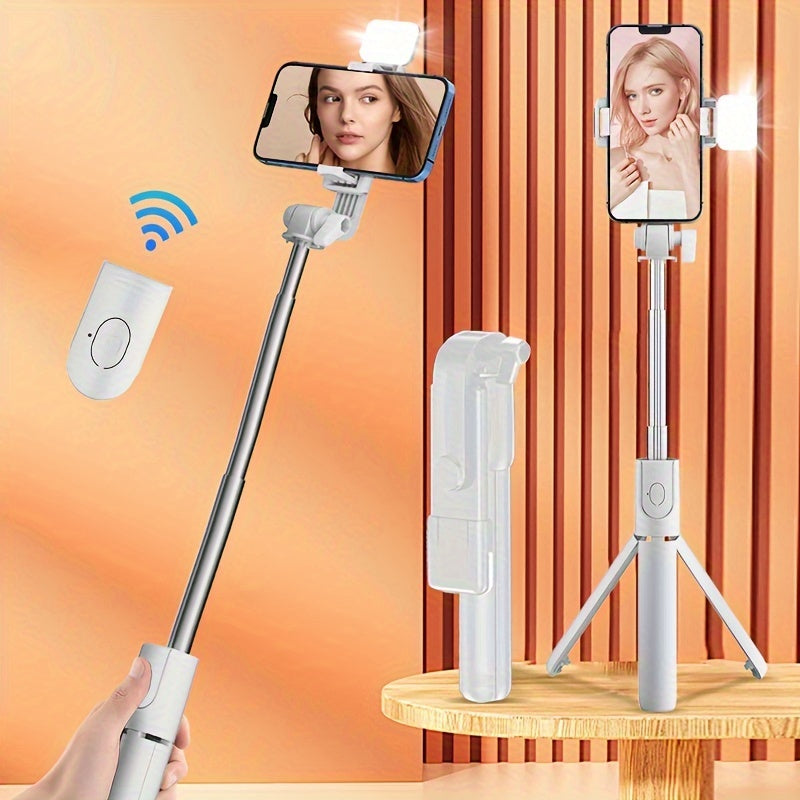 Новый селфи-палка-трипод с функцией анти-тряски, заполняющим светом, 360-градусным вращением, ручным держателем для мобильной трансляции и универсальными возможностями съемки.