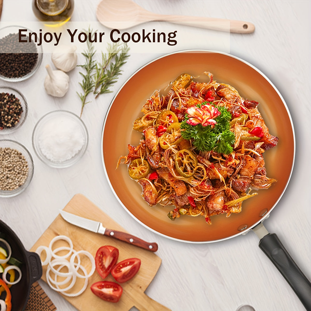 Set of 3 Nonstick Ceramic Frying Pans Induction Cookware 20cm 24cm 28cm