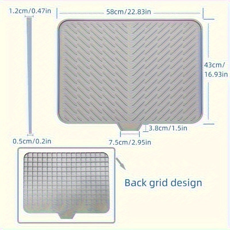 Silicone quritish matritsasi kvadratli sink himoyachisi, drenaj teshiklari bilan, sirpanishga qarshi, issiqlikka chidamli, suv o'tkazmaydigan oshxona stol usti pad