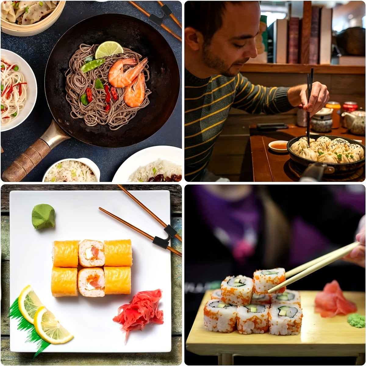 Ayudantes reutilizables para palillos con bisagras para entrenamiento y aprendizaje