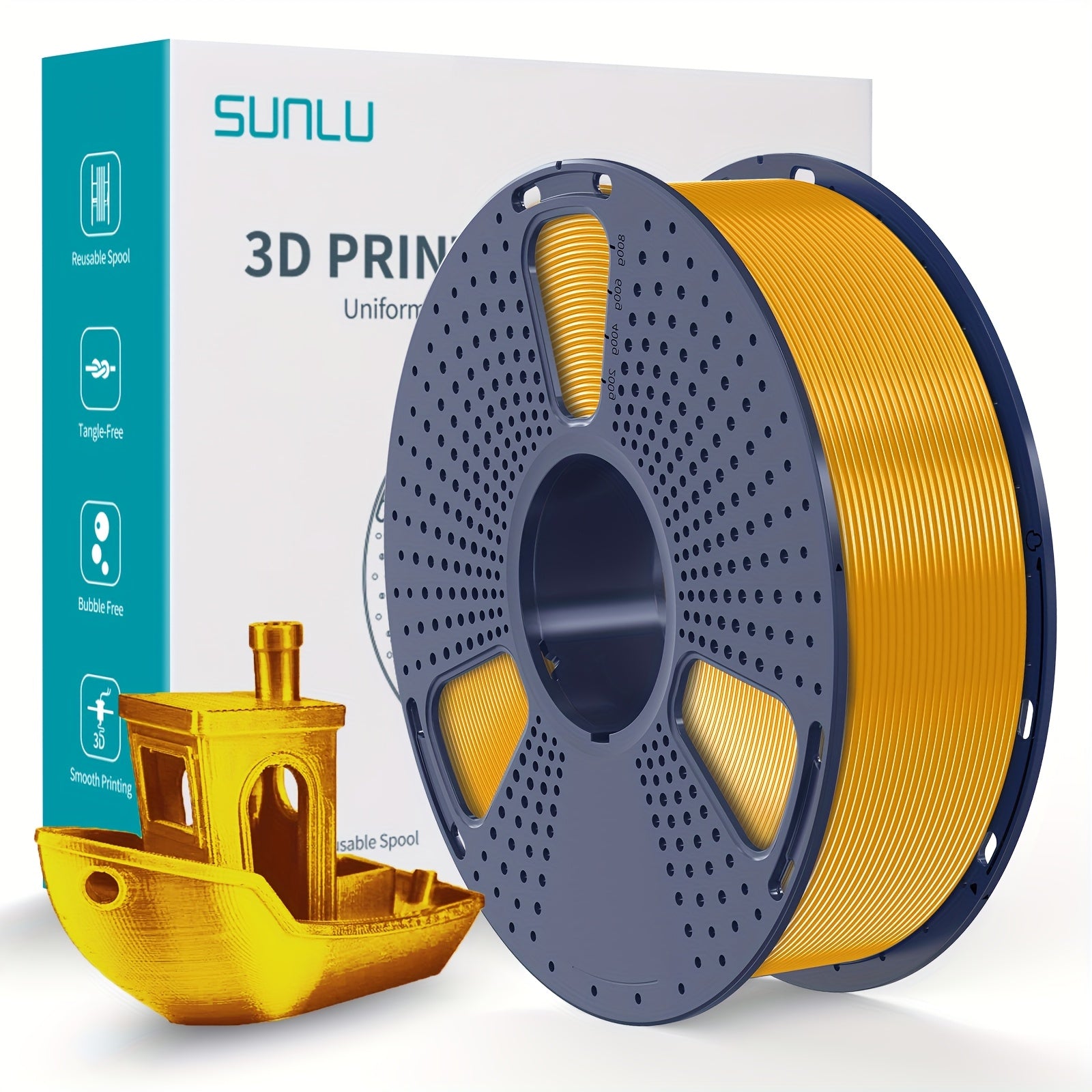 1kg Shiny PLA 3D Printer Filament 1.75mm Light Golden Silk Surface