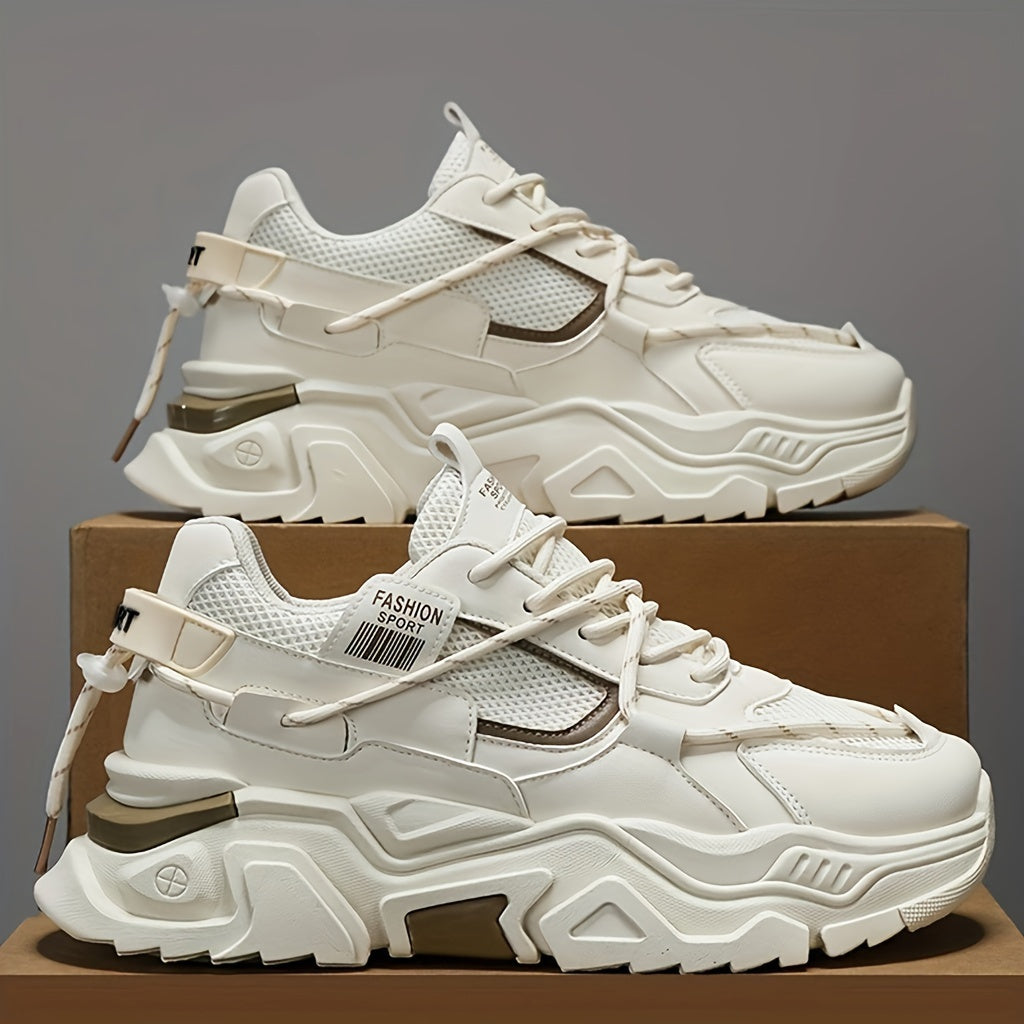 Erkaklar uchun zamonaviy shoelace platforma krossovkalari, nafas oladigan va kiyishga chidamli trening poyabzallari