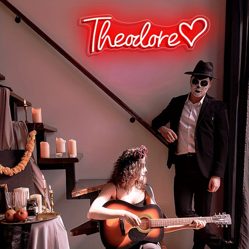 Letrero de neón de texto personalizado para decoración de pared con interruptor regulador y alimentación USB para dormitorios, fiestas, bodas y vacaciones