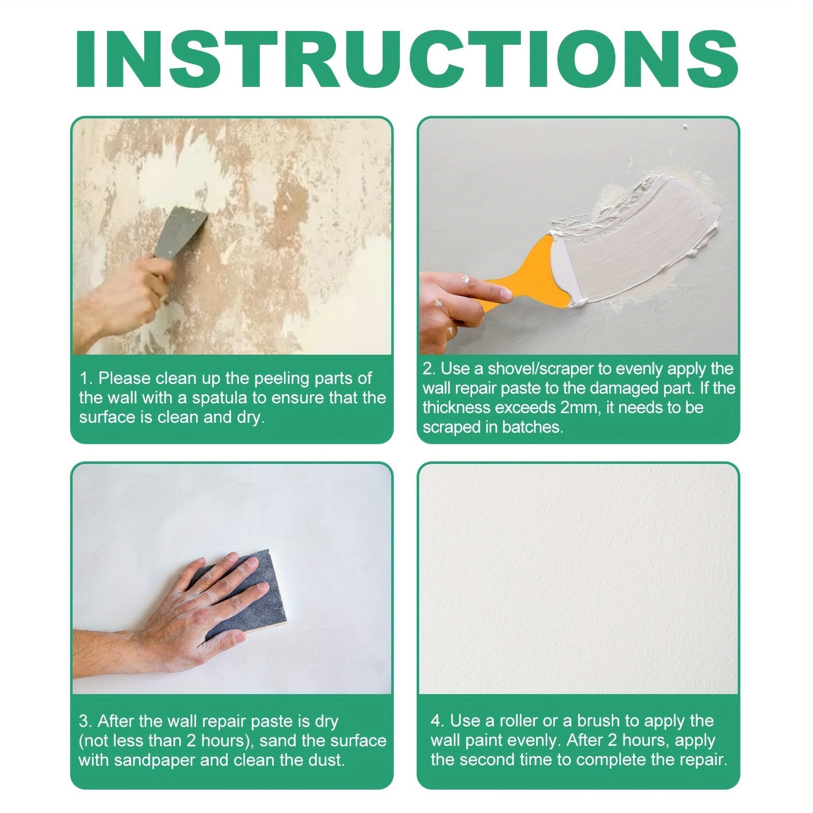 Tez quriydigan devor ta'mirlash pastasi - Oq devorlar uchun ideal yechim, iz qoldirmaydi, uy tozalash uchun zaruriy mahsulot