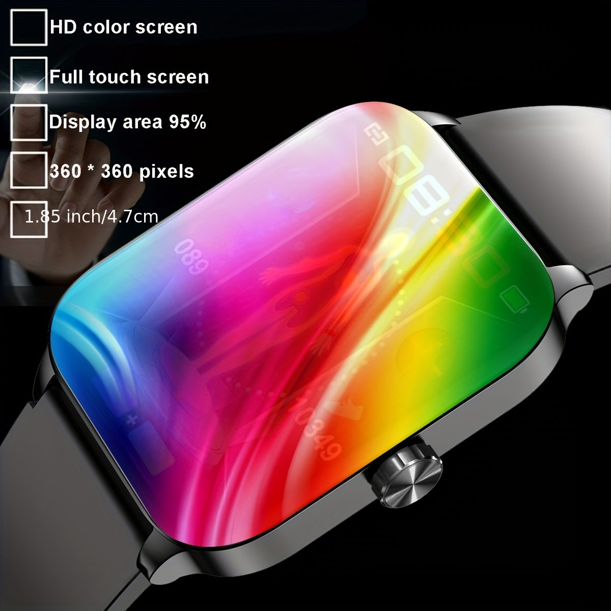 3D Dinamik Sportli Taqvim bilan aqlli soat 1.85 dyuymli ekran suv o'tkazmaydigan IP68 fitness izlovchi