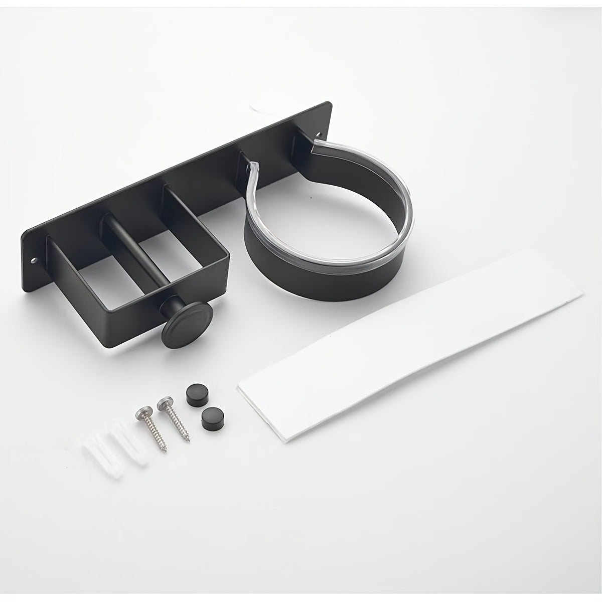 Черный алюминиевый настенный держатель для фена с крючками для ванной или парикмахерской