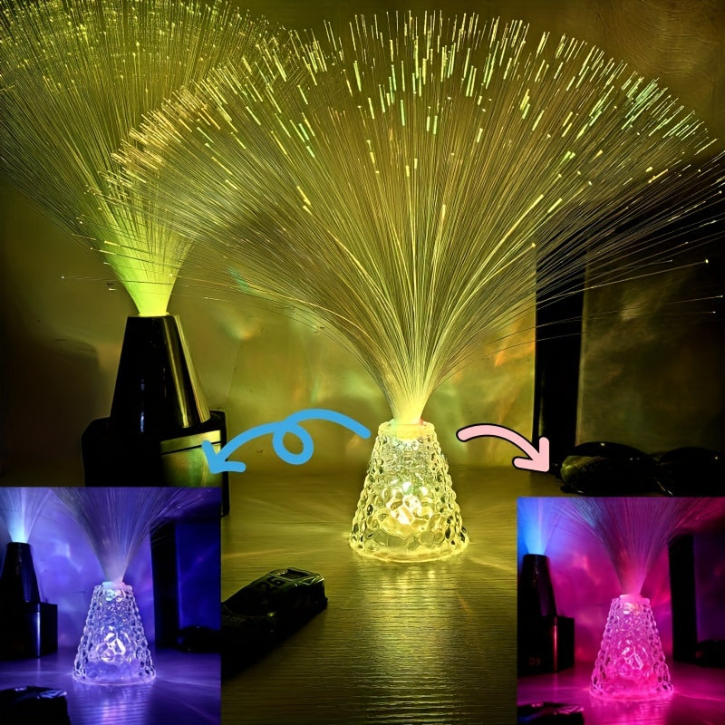 Fiber Optic Night Light with Color Changing Water Ripple Base for Bedroom Decor and Relaxation