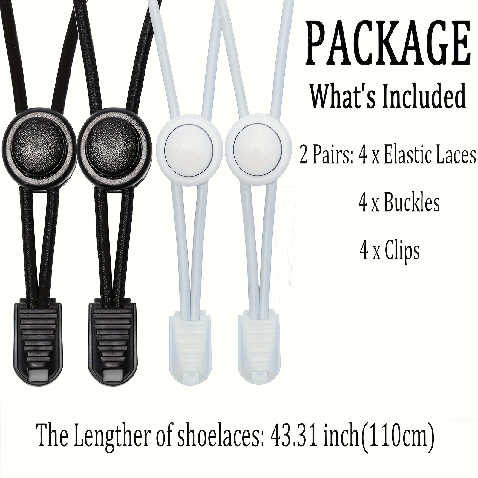 2PCS No-Tie Elastic Shoelaces for Sneakers Durable Stretchy Quick Lock