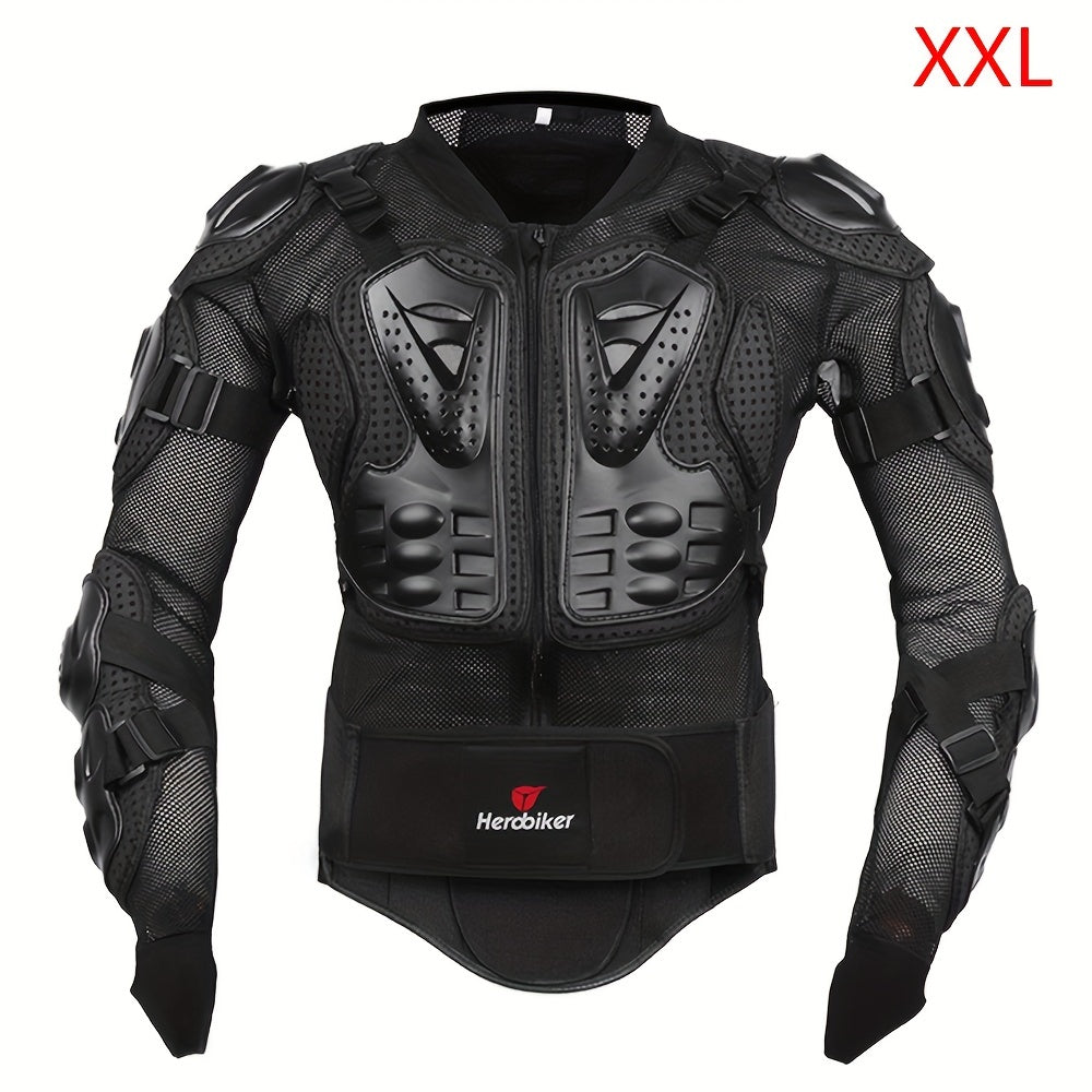 Unisex Black Motorcycle Armor Jacket Breathable Fabric Long Sleeve Zipper Riding Gear