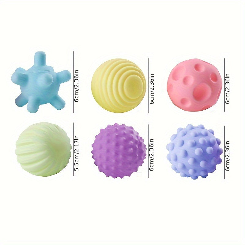 Set of 6 Soft Rubber Hand Grip Pinch Balls Stress Relief Toys for Cognitive and Chewing Therapy