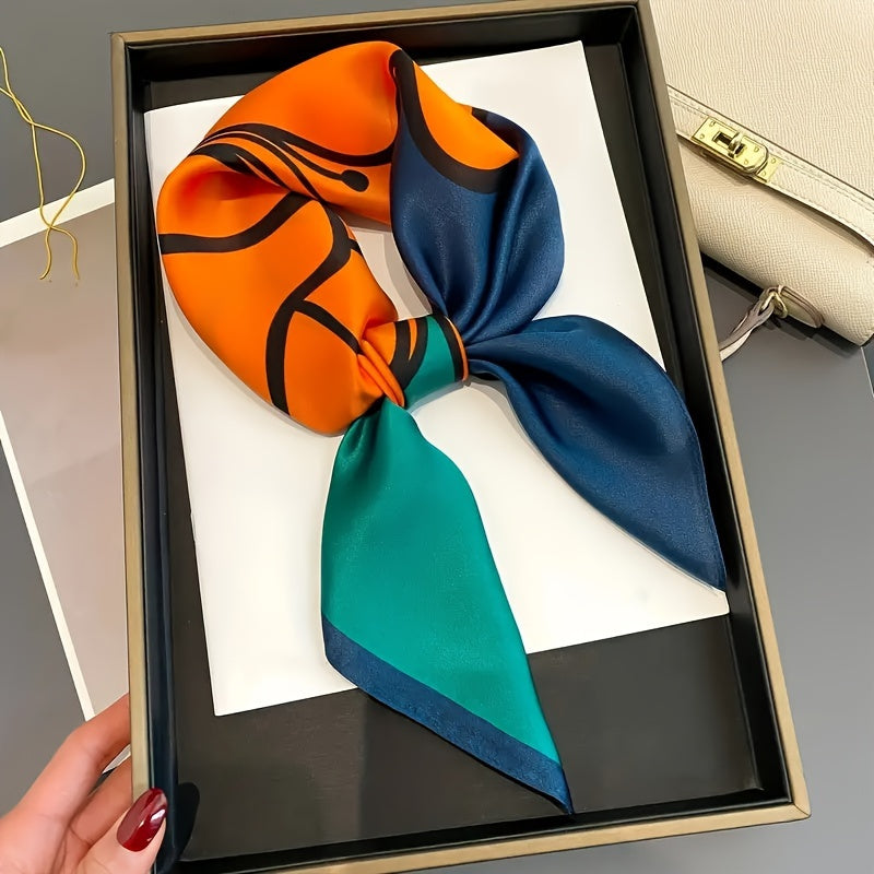 70cm gull naqshli satyn kvadrat sharf ayollar uchun bej, jigarrang, qora boho moda aksessuari