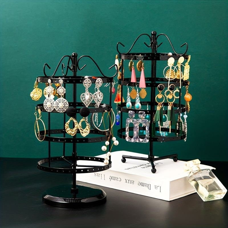 Metal Rotating Earring Holder Organizer with 4 Tiers Jewelry Display Stand