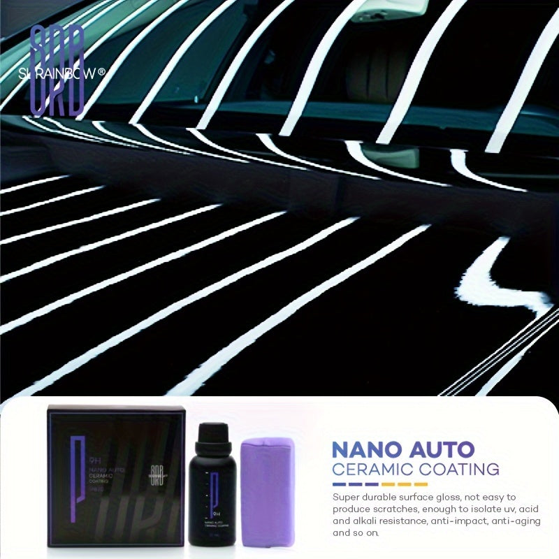 Kit de recubrimiento cerámico nano 9H para coches, hidrofóbico, resistente a arañazos, de alto brillo, 30ml