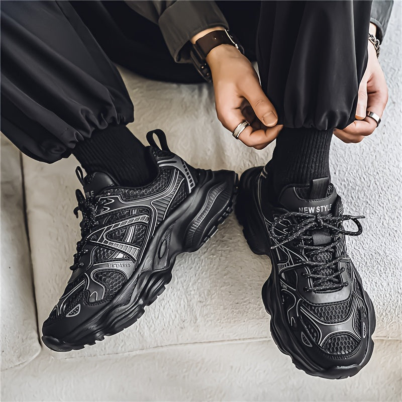 Men's Athletic Sneakers Low Top Thick Sole Casual Running Hiking Shoes for All Seasons