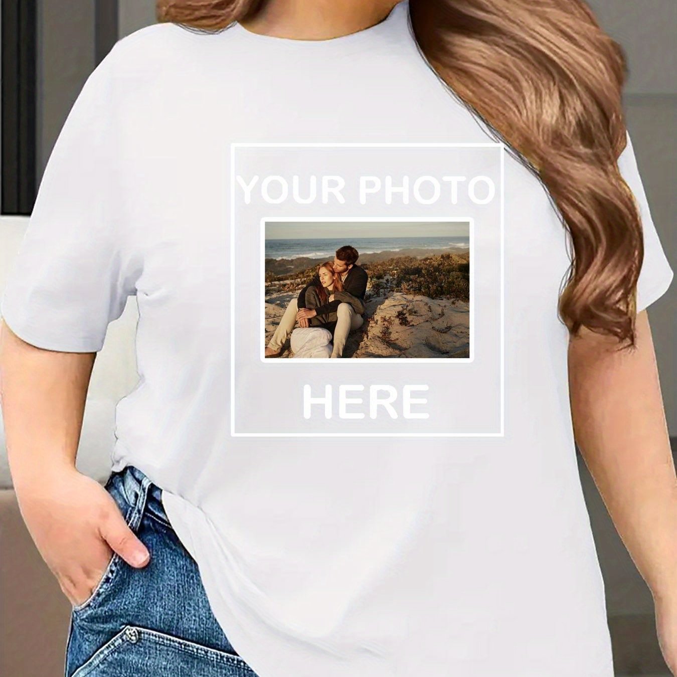 Women's Casual Short Sleeve T-Shirt Personalized Photo Black Polyester Blend