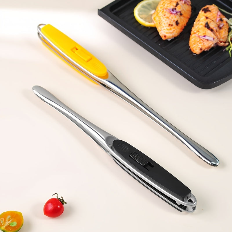 Stainless Steel BBQ Tongs, High-Temperature Resistant, Food-Safe Grilling Tool