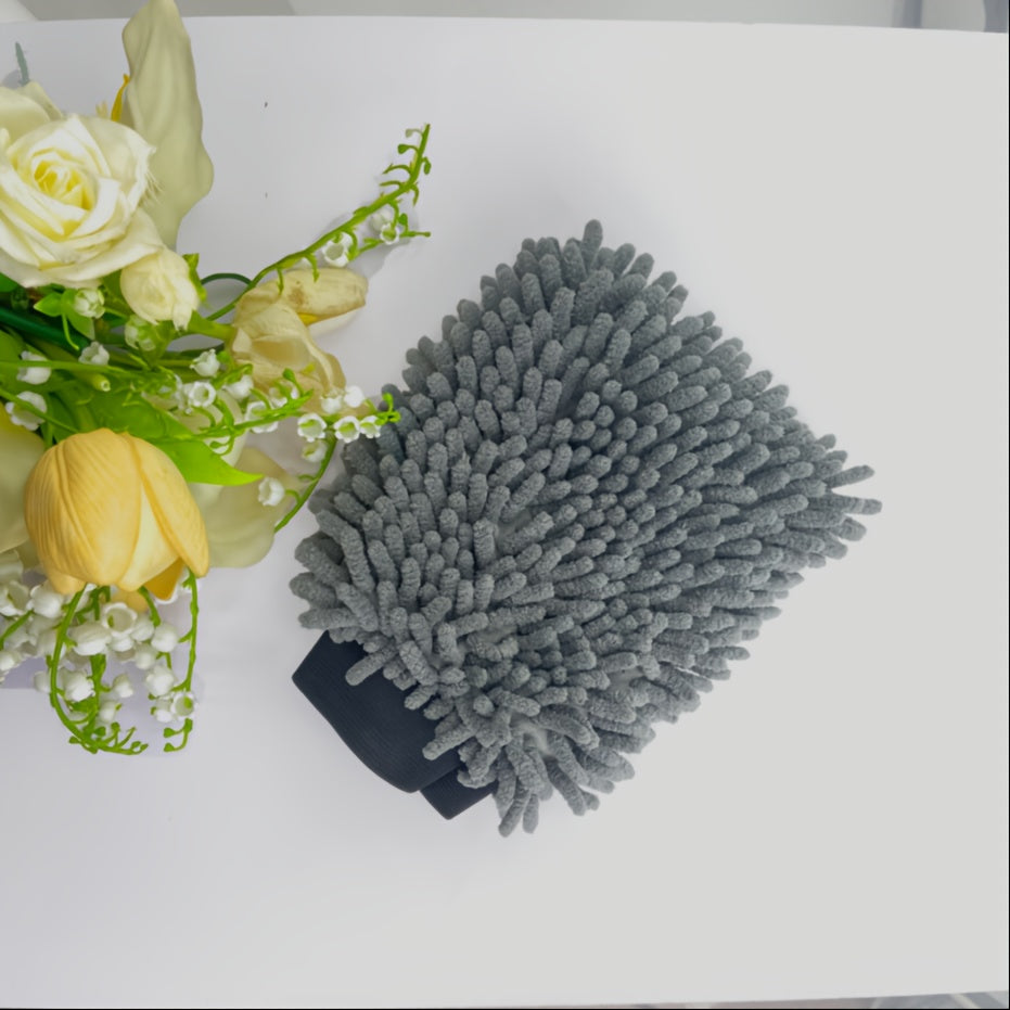 2-Pack Microfiber Car Wash Gloves Gray Blue Green Regular Size