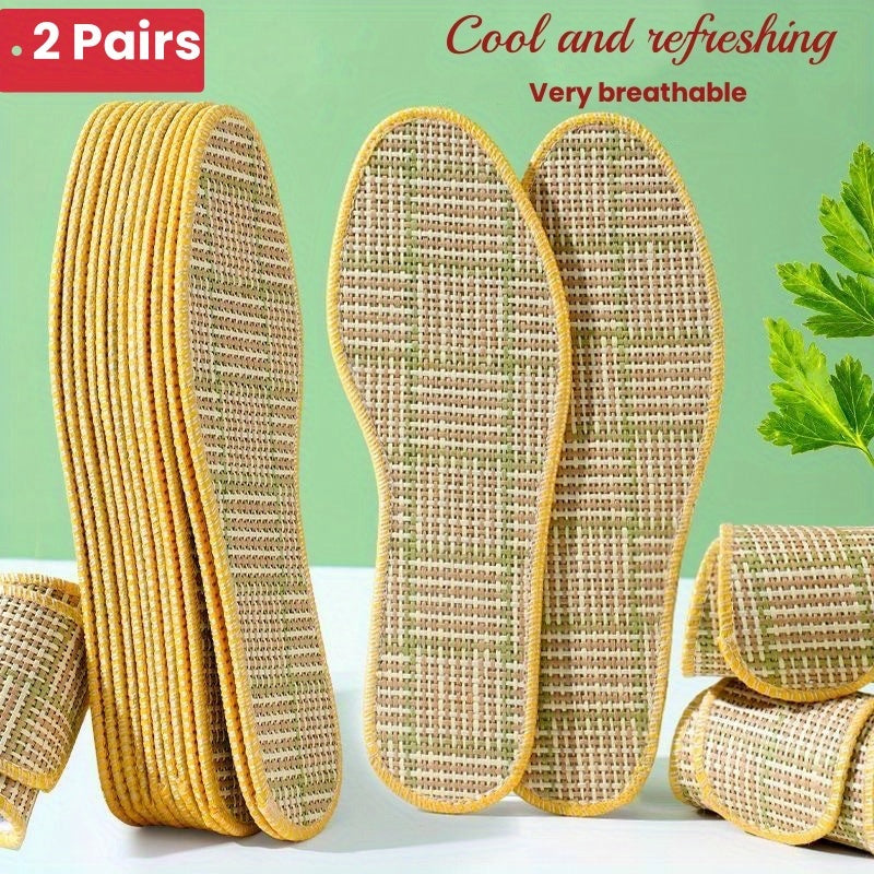 Unisex Breathable Bamboo Insole Comfort Pads 2 Pairs, Wear-Resistant
