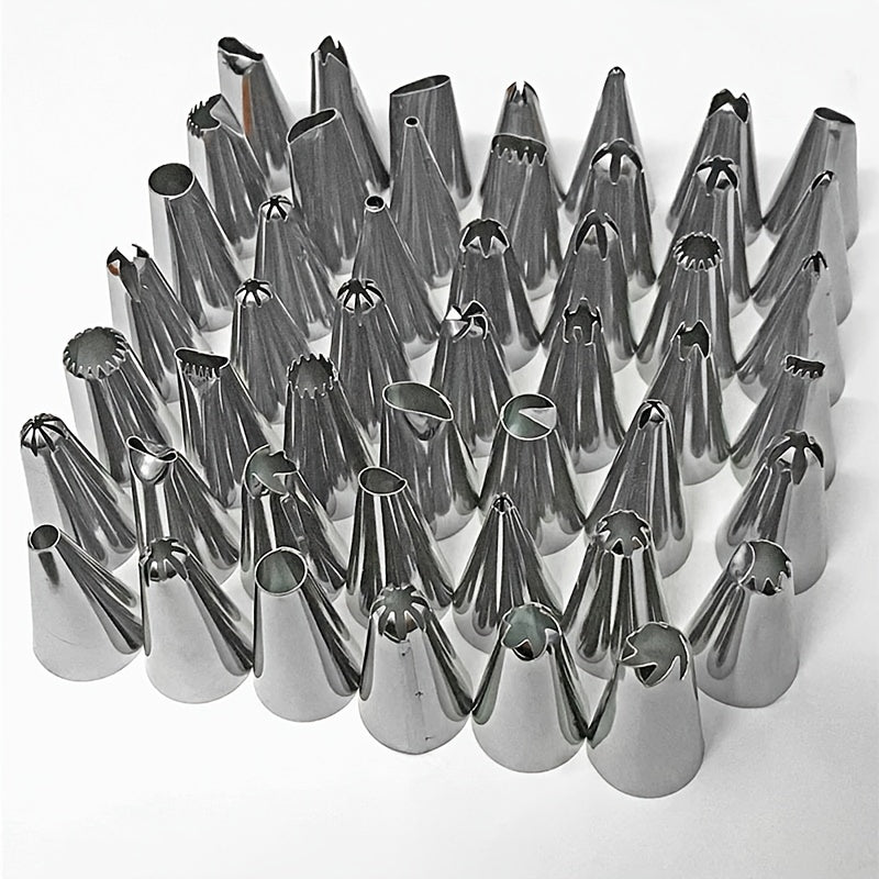 48-Piece Stainless Steel Icing Piping Tips Set for Cake Decorating Baking Supplies