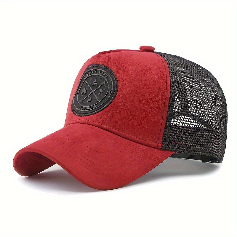 Men's Adjustable Baseball Cap Lightweight Polyester Two-Tone Mesh Logo Casual Street Style