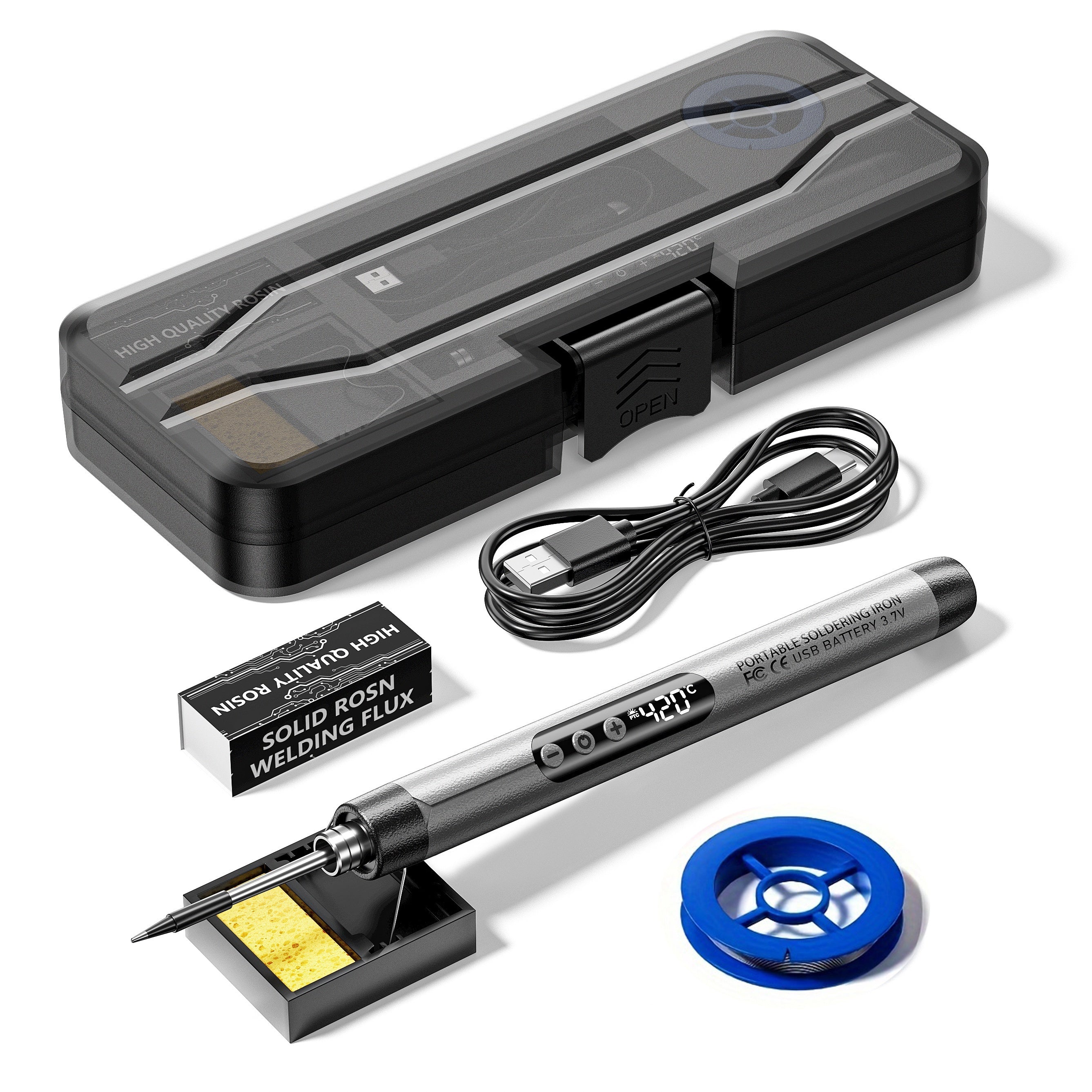 USB Soldering Iron with LCD Display Adjustable Temperature Rechargeable Lithium Battery