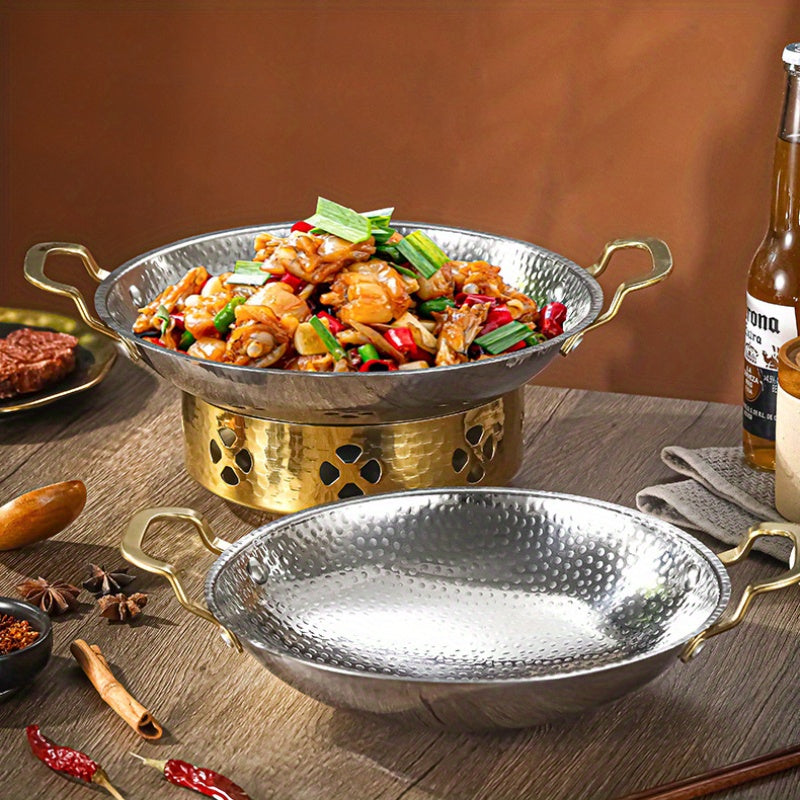 Portativ Nikel qotishmasidan yasalgan Wok to'plami - Uyda va ochiq havoda pishirish uchun ideal, katta sig'im, tez issiqlik taqsimoti va oson tozalanadi.