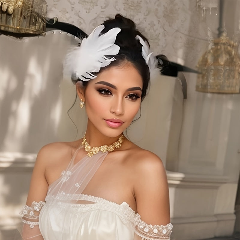 Oq Qush Qoqi Soch Qoplamalari 2 dona, kelinlik va to'y uchun ayollar uchun barrettlar