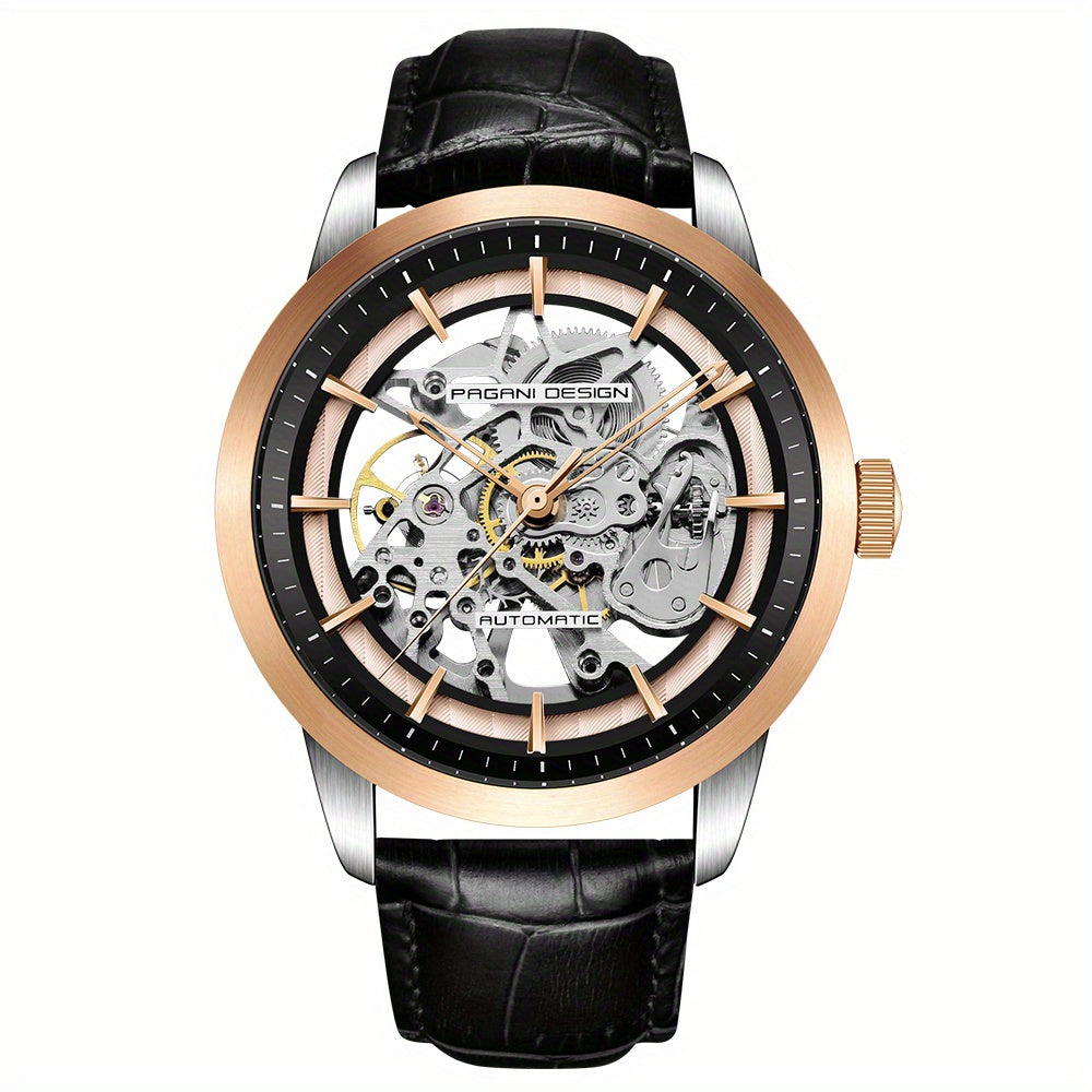 Men's Self-Winding Skeleton Watch Stainless Steel Pointer Series Sports Watch