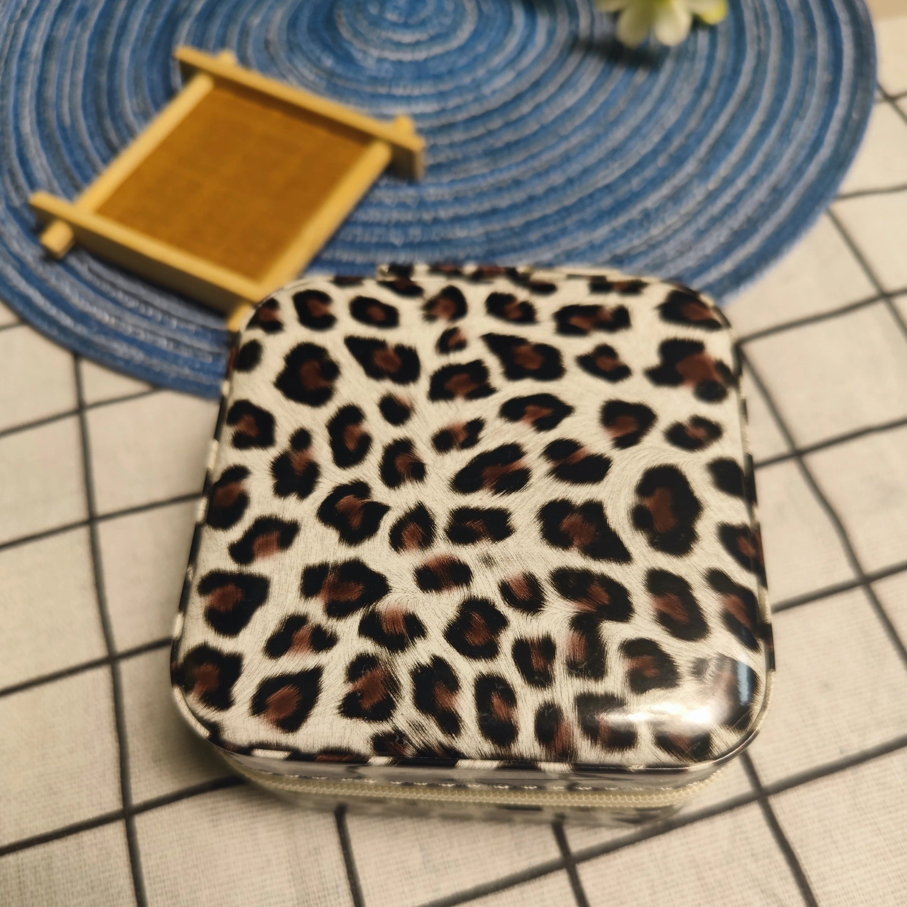 Leopard Style Jewelry Box Travel Compact with Subdivision Storage Gift for Friends