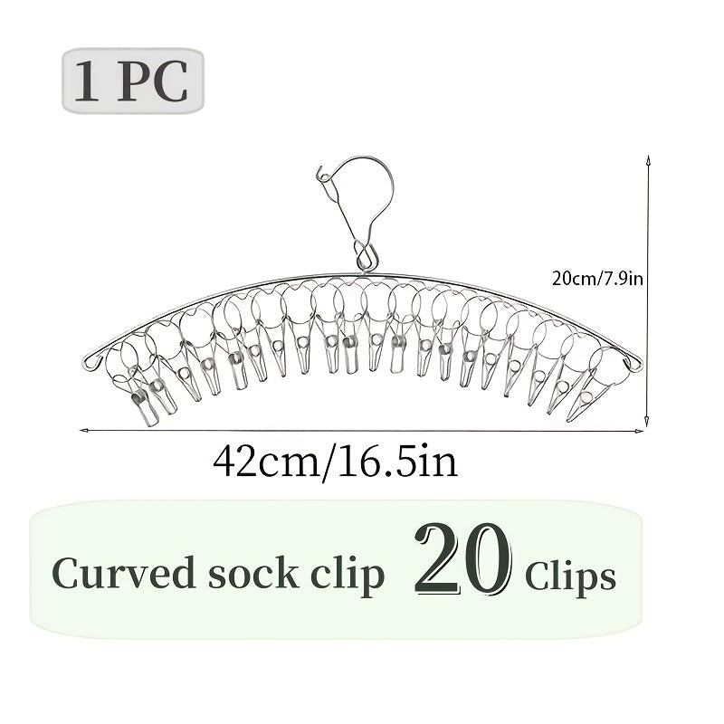Estante de secado de acero inoxidable con clips de bloqueo para calcetines y ropa interior, ahorro de espacio, 10 o 20 clips