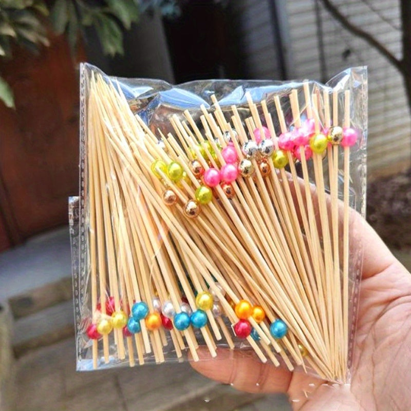 Handmade Bamboo Cocktail Picks for Appetizers Fruit and BBQ 4.7 Inches