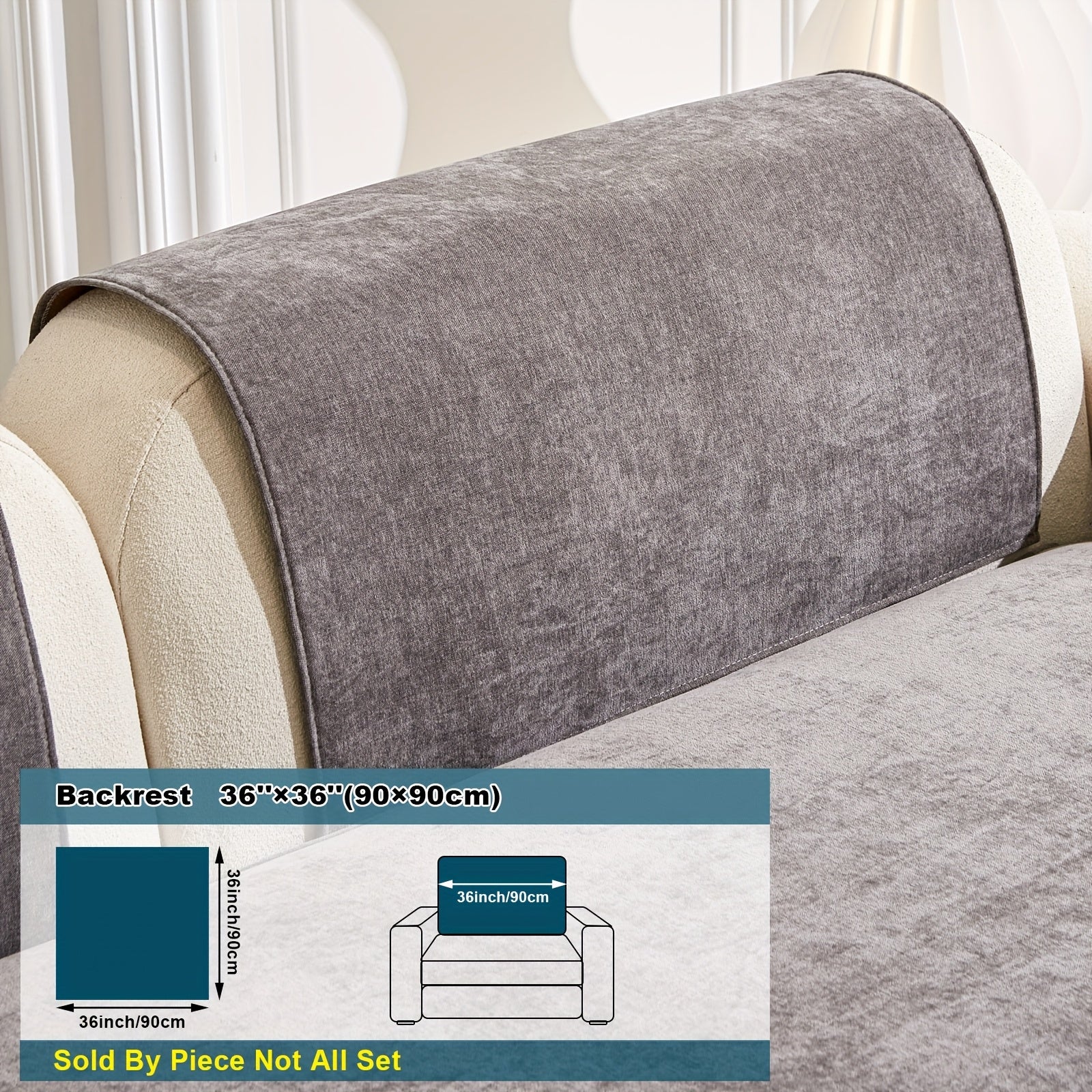 Chenille Sofa Cover Non-Slip Pet-Friendly All Seasons Fits 1-4 Seaters Light Beige