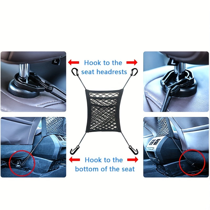 Универсальный автомобильный органайзер из сетки на спинку сиденья, сумка для хранения с растяжимой сеткой