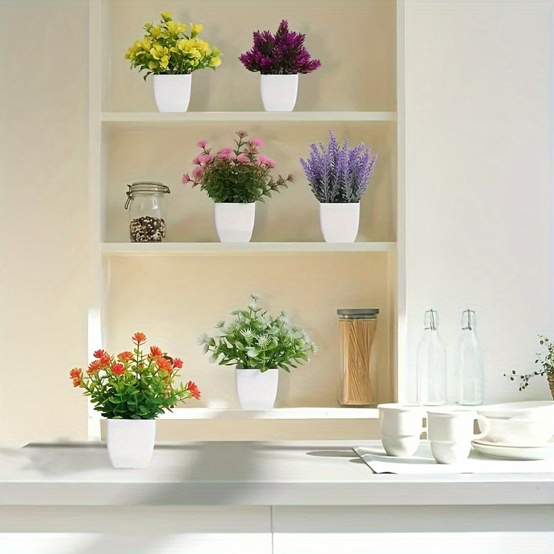Set de 6 macetas de flores artificiales para decoración del hogar y oficina