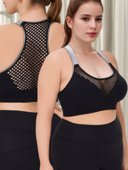 Plus Size Wire-Free Sports Bra Seamless Breathable Mesh Medium Support